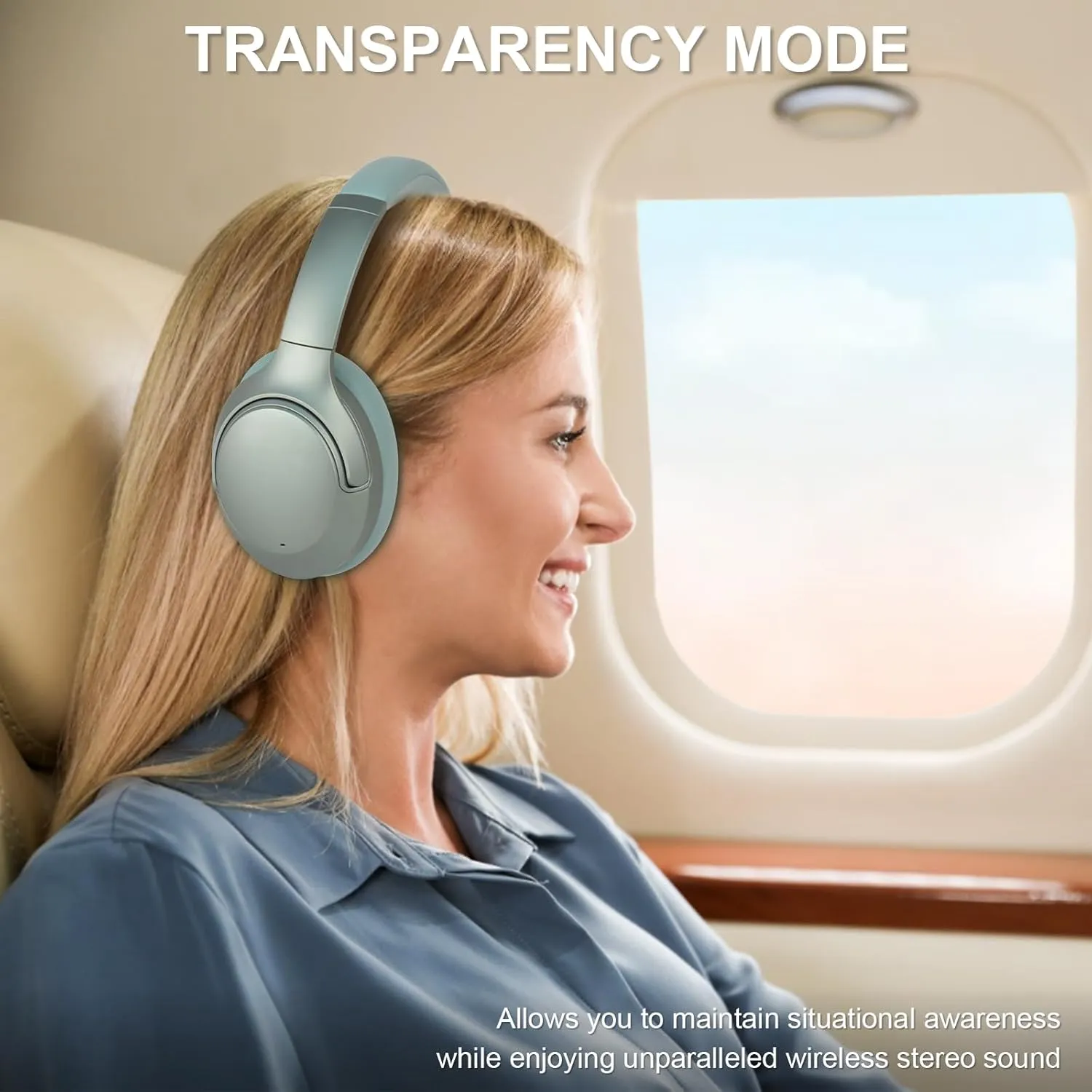 T-fun NC50 Hybrid Active Noise Cancelling Headphones Wireless Bluetooth 5.3, Foldable Over Ear Headphones, Custom EQ via App, 65 Hours Playtime, Low Latency Game Mode, Multipoint Connection
