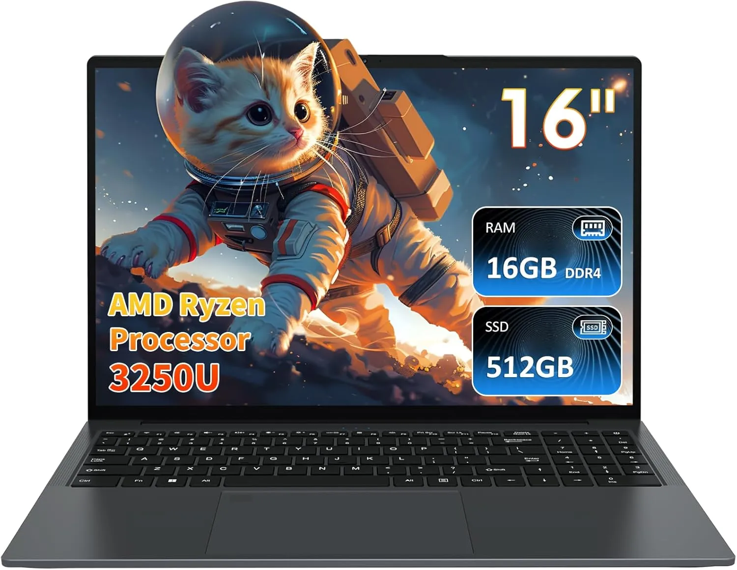 T160R 16'' Laptop, AMD Ryzen 3 3250U Up to 3.5GHz, 16GB RAM, 512GB SSD, Backlit Keyboard Computer, Fingerprint Reader, Secure Webcam, 57Wh Battery, USB-C PD, Win 11 Pro, Gray (R3|16GB|512GB)