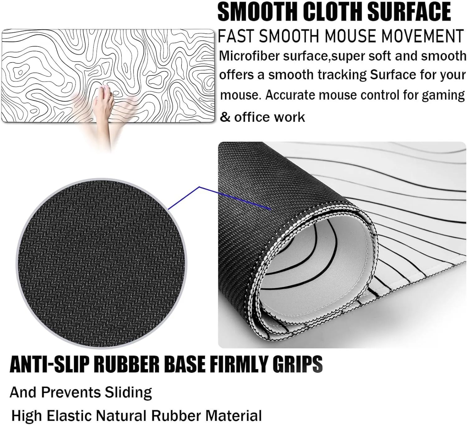 TEDNETGO Extra Large Mouse Pad, Gaming Mouse Pad, Waterproof Extra Large Mousepad with Stitched Edges, Non-Slip Base Keyboard Pad for Gamer, Office & Home, 31.5 x 15.8, Black Lines