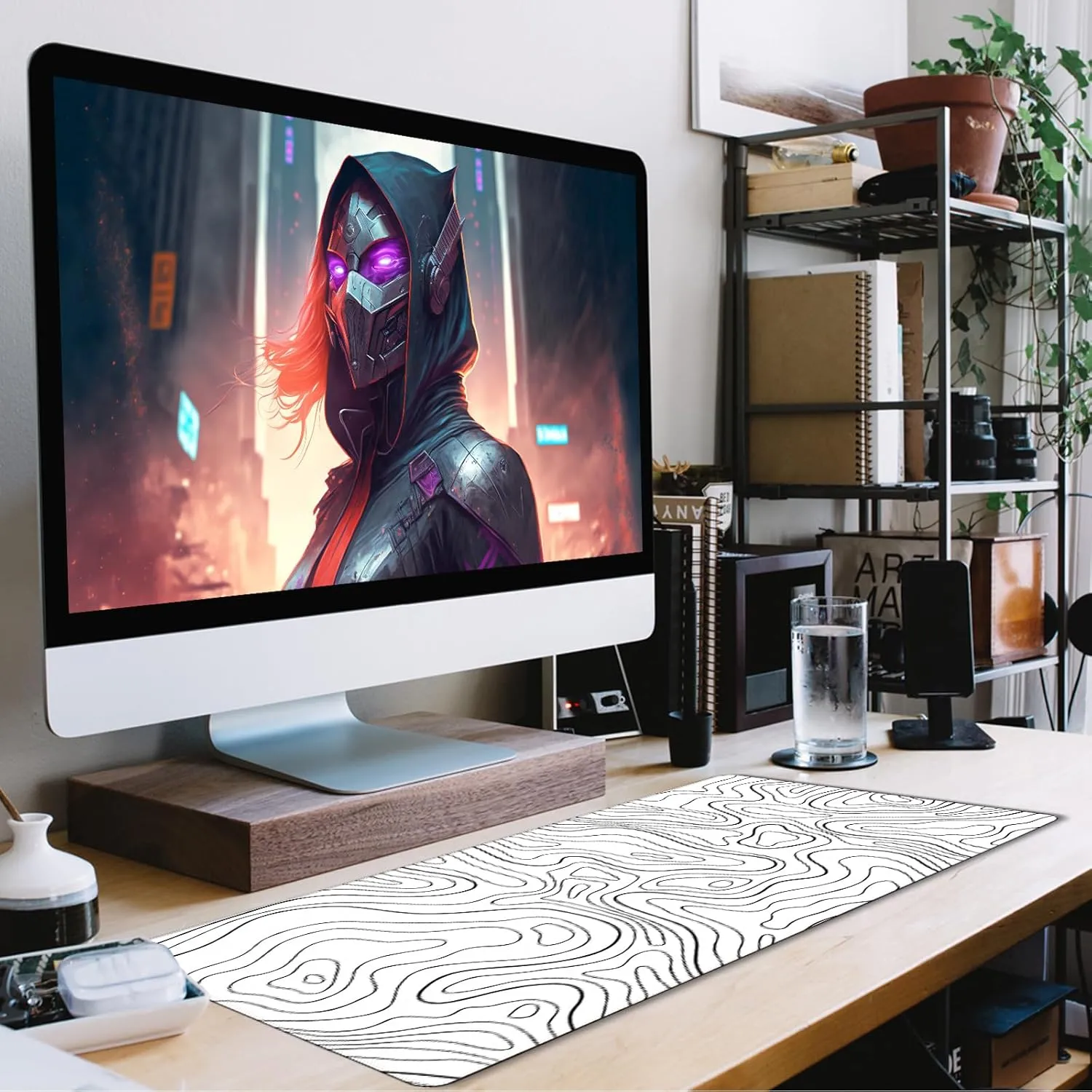TEDNETGO Extra Large Mouse Pad, Gaming Mouse Pad, Waterproof Extra Large Mousepad with Stitched Edges, Non-Slip Base Keyboard Pad for Gamer, Office & Home, 31.5 x 15.8, Black Lines