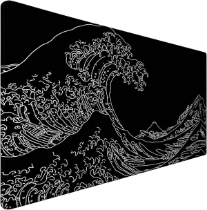 TEDNETGO Extra Large Mouse Pad, Gaming Mouse Pad, Waterproof Extra Large Mousepad with Stitched Edges, Non-Slip Base Keyboard Pad for Gamer, Office & Home, 31.5 x 15.8, Sea Wave