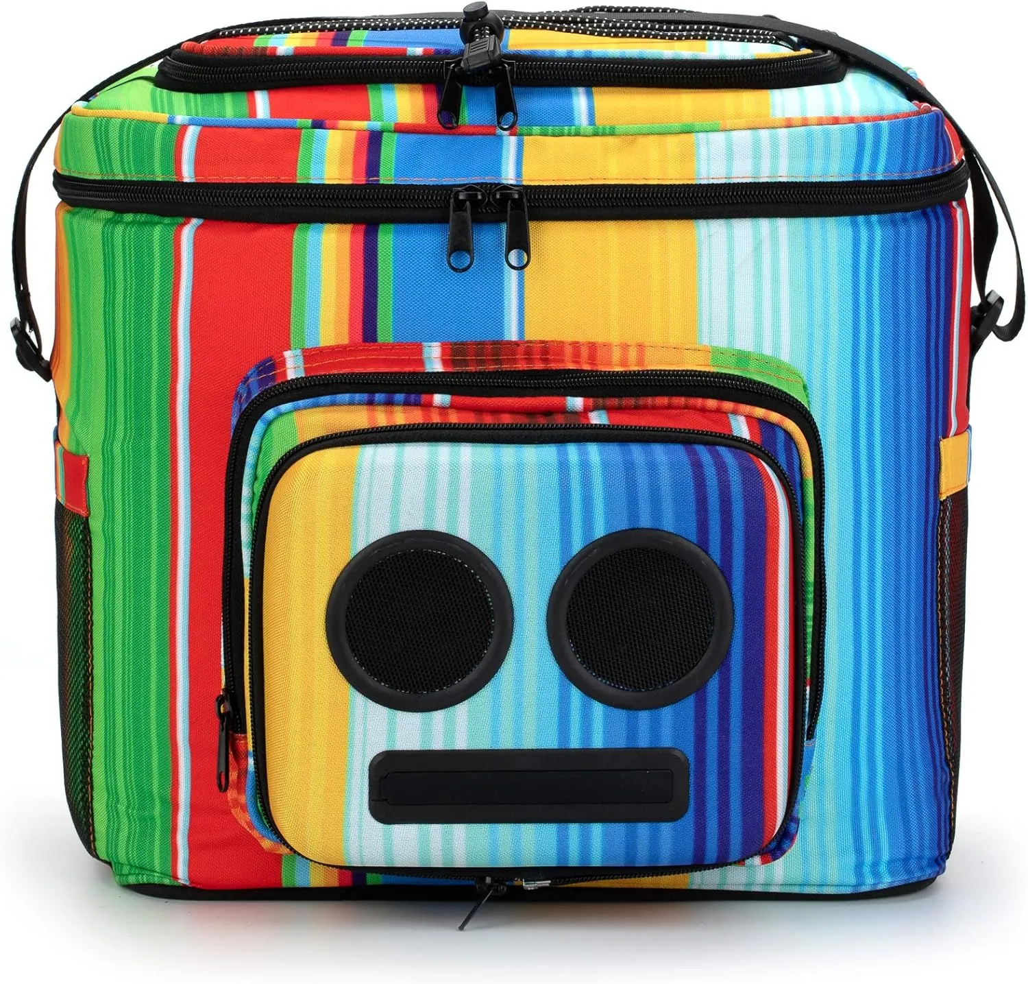 The #1 Cooler with Speakers & Subwoofer (Bluetooth, 20-Watt) for Parties/Festivals/Boat/Beach. Rechargeable Speaker Cooler, Works with iPhone & Android (Rainbow)