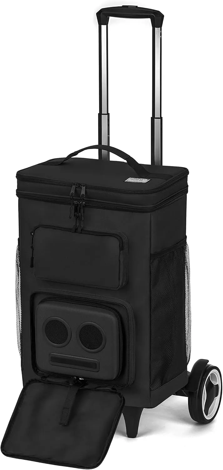 The #1 Rolling Cooler with Speakers on Amazon. 20-Watt Bluetooth Speakers for Parties/Festivals/Boat/Beach/Camping. Rechargeable, Works with iPhone & Android (Black, Latest Premium Edition)