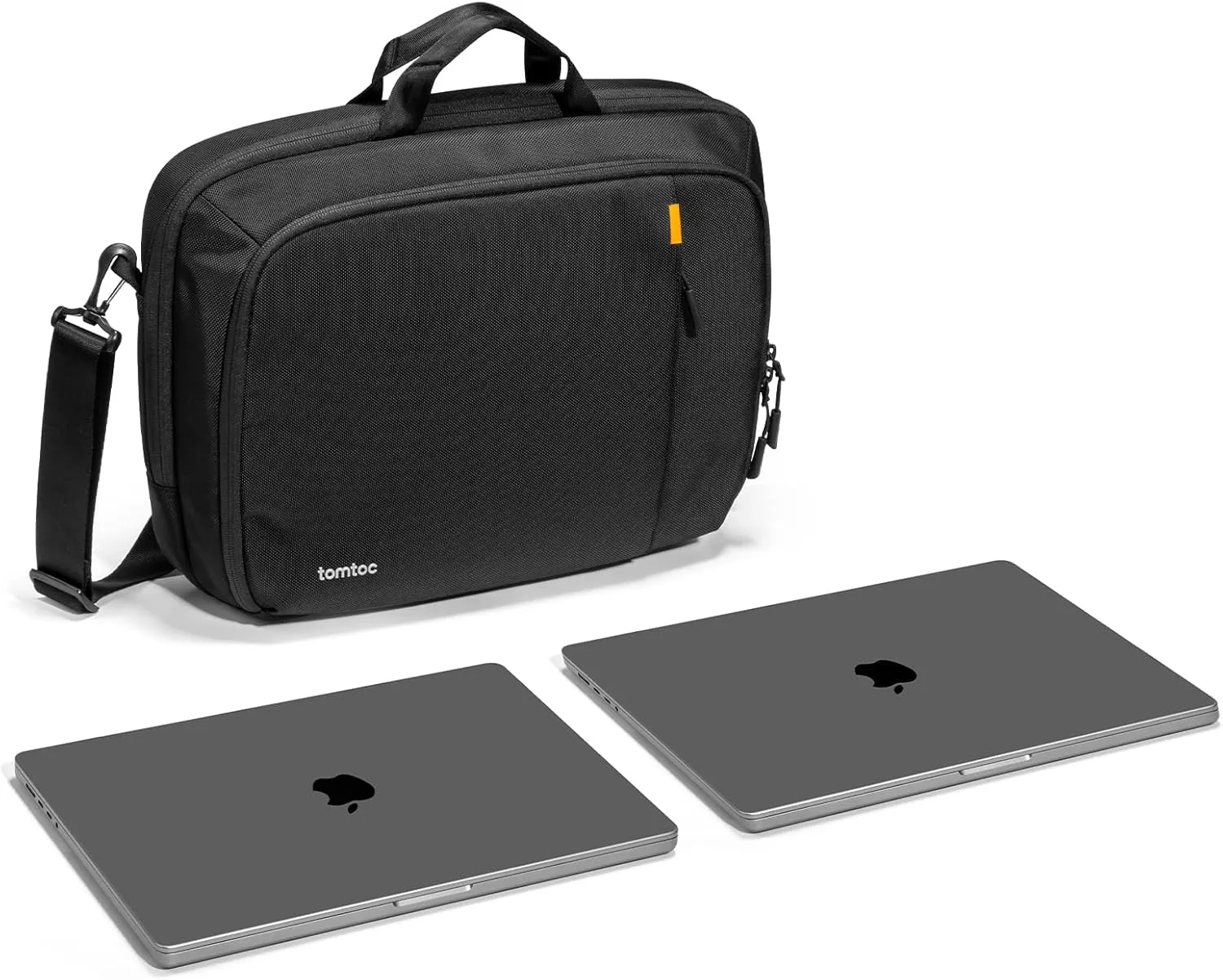 tomtoc 16-inch Dual Compartment Laptop Briefcase for 2 Laptops, Business Protective Laptop Messenger Shoulder Bag for a Laptop  a Portable Monitor, Water-resistant Multi-functional Computer Work Bag