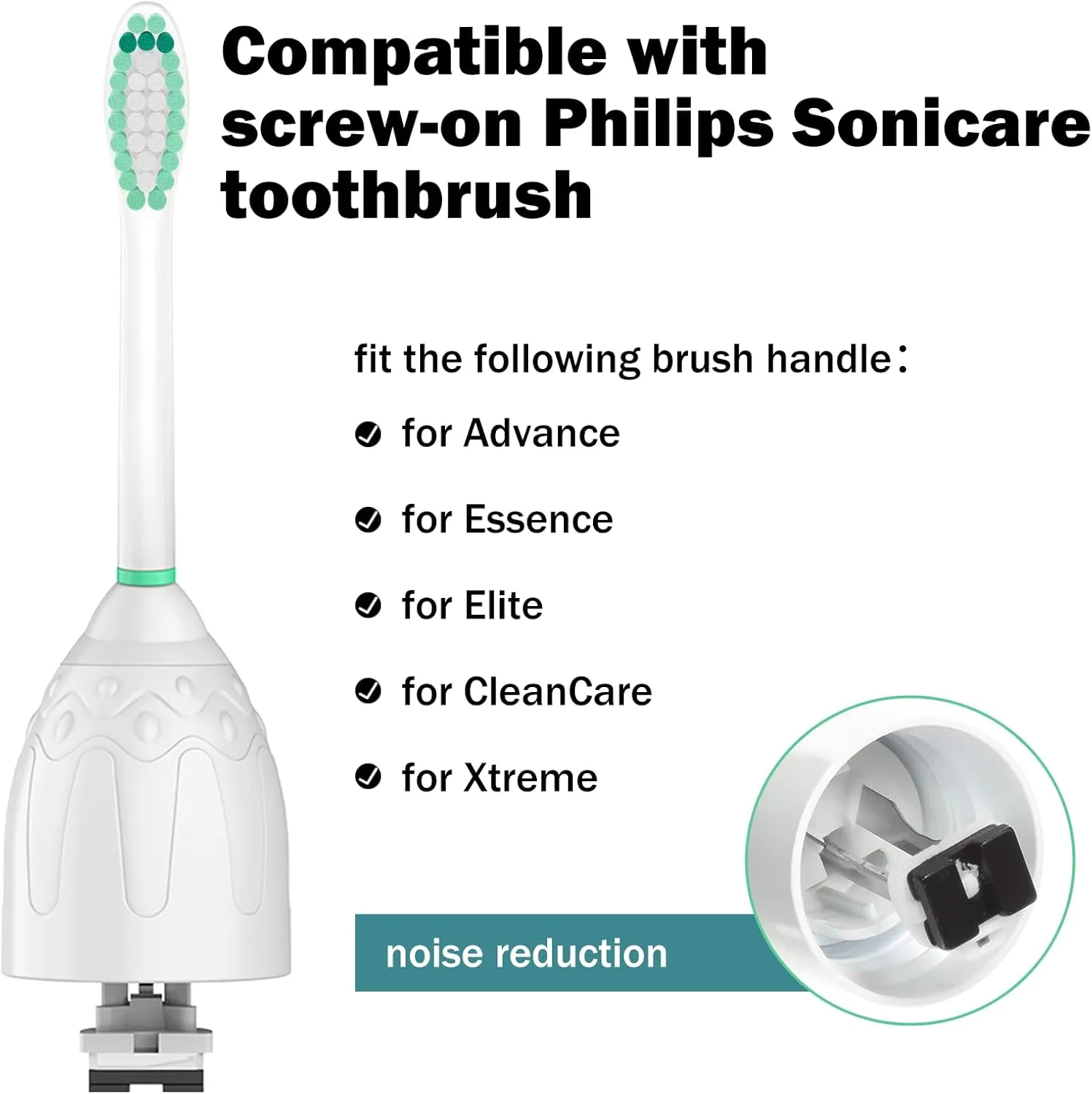 Toothbrush Heads for Philips Sonicare Replacement Brush Heads Medium Soft Dupont Bristles Electric Toothbrush Replacement Heads Fit E-Series Essence Xtreme Elite Advance and CleanCare, 6 Pack