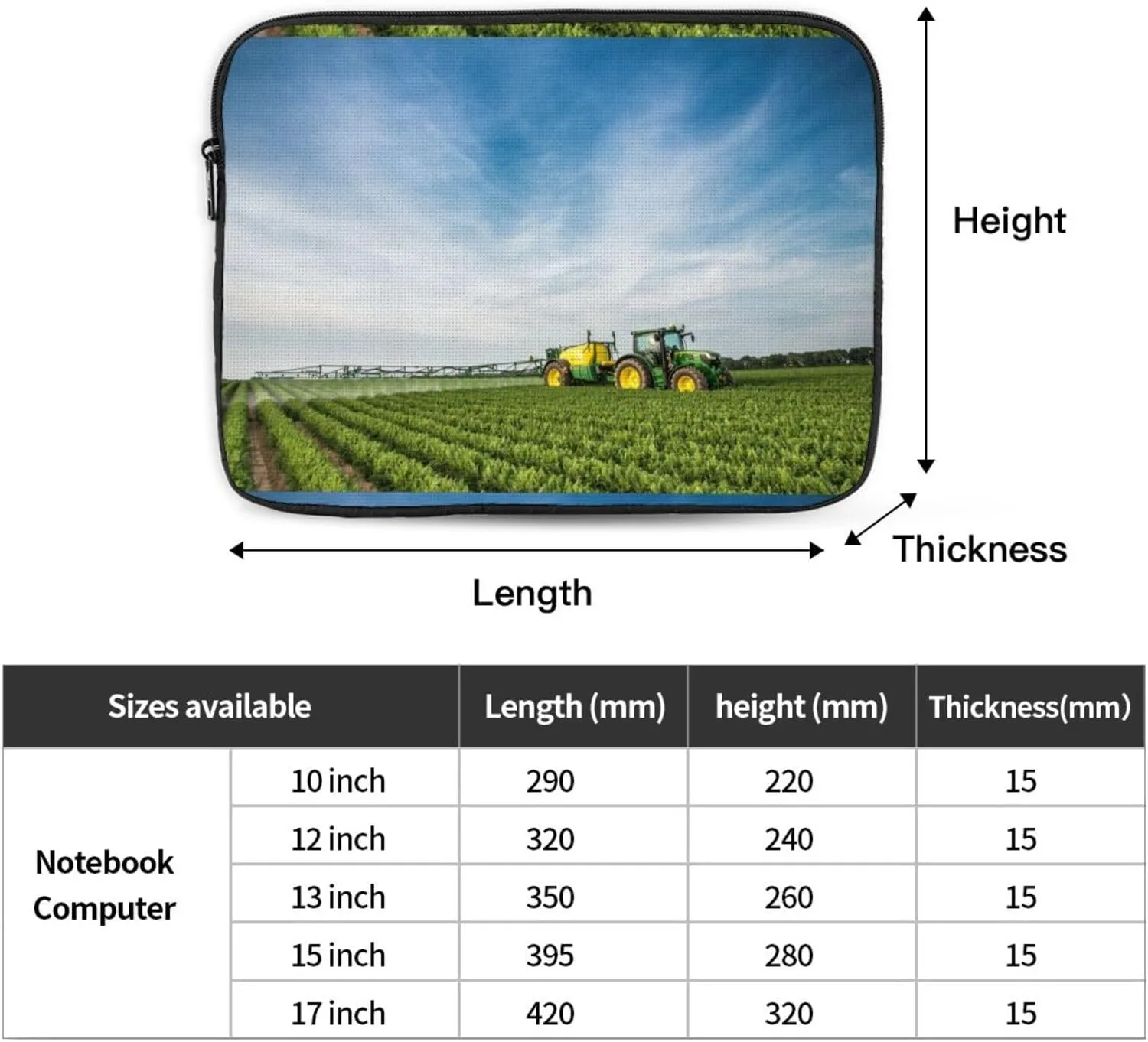 Tractor Farm Print Laptop Case Water-Resistant Protective Laptop Bags Business Lightweight Computer