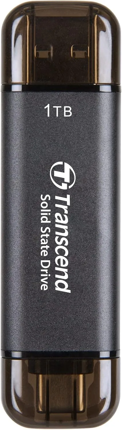 Transcend 1TB External SSD, Up to 1,050MB/s, USB 3.2 Gen 2 Portable SSD, 2-in-1 Type C &Type A, USB Hard Drive for Steam Deck, ROG Ally, MSI Claw, Windows&Mac, iPhone&iPad, Android, PS5&Xbox, Smart TV