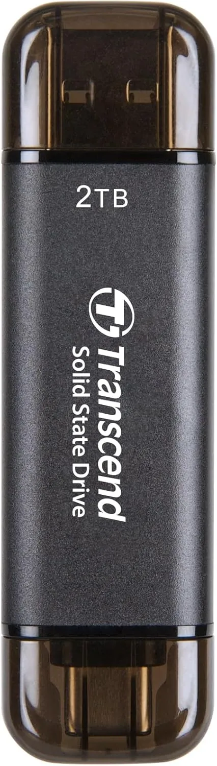Transcend 2TB External SSD, Up to 1,050MB/s, USB 3.2 Gen 2 Portable SSD, 2-in-1 Type C &Type A, USB Hard Drive for Steam Deck, ROG Ally, MSI Claw, Windows&Mac, iPhone&iPad, Android, PS5&Xbox, Smart TV