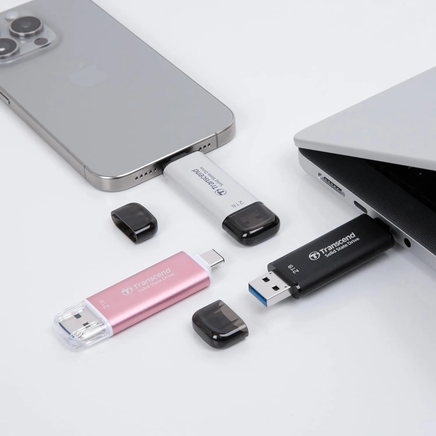 Transcend 2TB External SSD, Up to 1,050MB/s, USB 3.2 Gen 2 Portable SSD, 2-in-1 Type C &Type A, USB Hard Drive for Steam Deck, ROG Ally, MSI Claw, Windows&Mac, iPhone&iPad, Android, PS5&Xbox, Smart TV