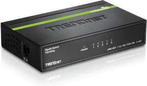 TRENDnet 5-Port Mini Gigabit Switch, TEG-S50g, GREENnet Technology, NDAA   TAA Compliant, Desktop Metal Ethernet Network Switch, 5 x Gigabit Ports, Fanless, Lifetime Protection, Black