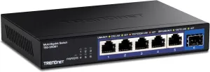 TRENDnet 6-Port Unmanaged 2.5G Switch with 10G SFP Port, TEG-S5061, 5 x 2.5GBASE-T Ports, 45Gbps SwitchingCapacity, Fanless, Wall Mountable,Lifetime Protection,Black