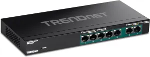 TRENDnet 7-Port Multi-Gig PoE  Switch, 5 x 1G RJ-45 PoE  Base-T Ports, 2 x 2.5G RJ-45 PoE  Ports, 20Gbps Switching Capacity, Wall Mountable, Lifetime Protection, Black,TPE-TG327