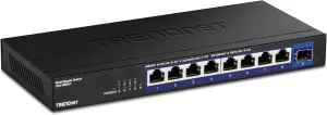 TRENDnet 9-Port Unmanaged 2.5G Switch with 10G SFP  Port, TEG-S5091, 8 x 2.5GBASE-T Ports, 60Gbps, Wall Mountable, Ethernet Splitter, NDAA & TAA Compliant, Lifetime Protection, Black