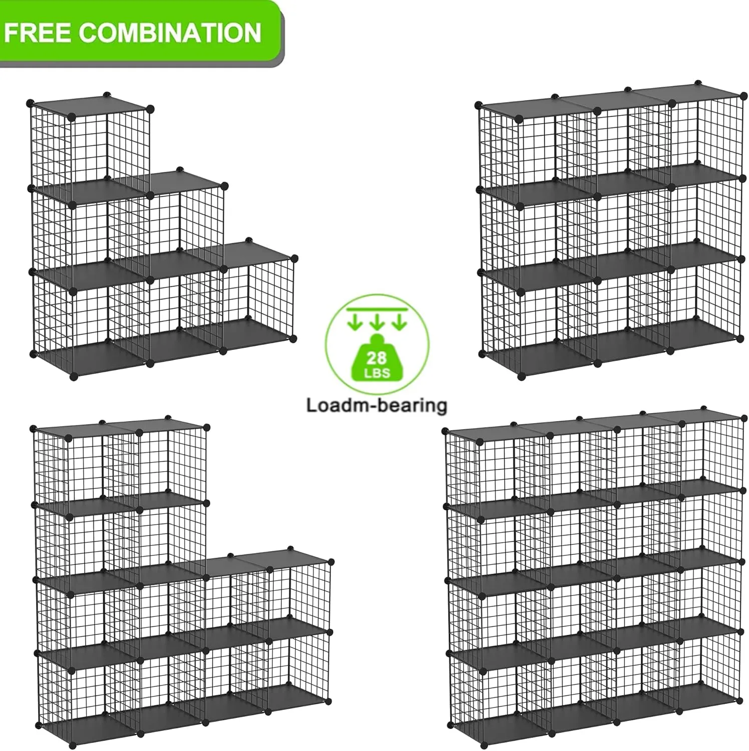 TUMUCUTE Wire Cube Storage Organizer, 20-Cube Metal Storage Shelves Bookshelf, Stackable Modular Closet Organizer for Bedroom Living Room, Office, Storage Shelves