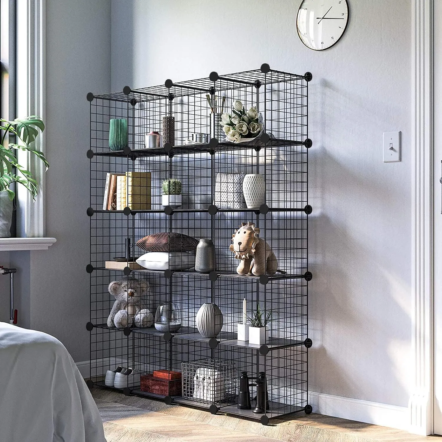 TUMUCUTE Wire Cube Storage Organizer, 20-Cube Metal Storage Shelves Bookshelf, Stackable Modular Closet Organizer for Bedroom Living Room, Office, Storage Shelves
