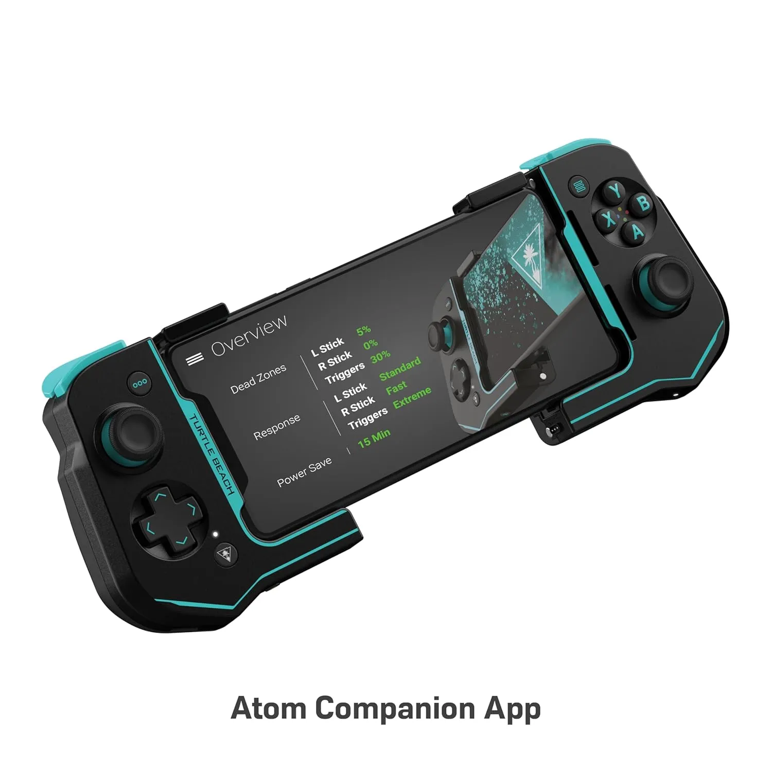 Turtle Beach Atom Mobile Game Controller with Bluetooth for Cloud Gaming on Android Mobile Devices with Compact Shape, Console Style Controls & Low Latency Bluetooth - Black/Teal