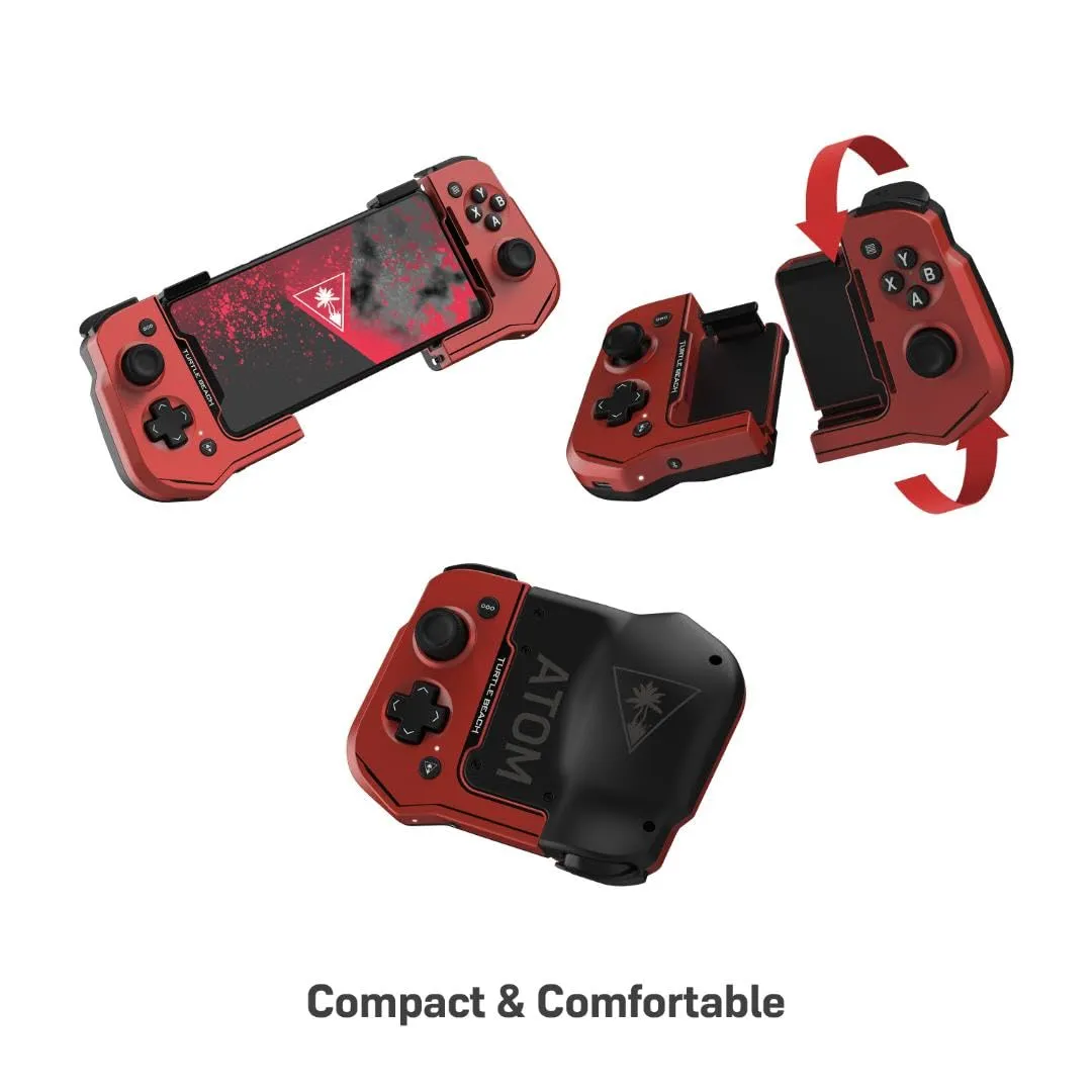 Turtle Beach Atom Mobile Game Controller with Bluetooth for Cloud Gaming on Android Mobile Devices with Compact Shape, Console Style Controls & Low Latency Bluetooth - Red
