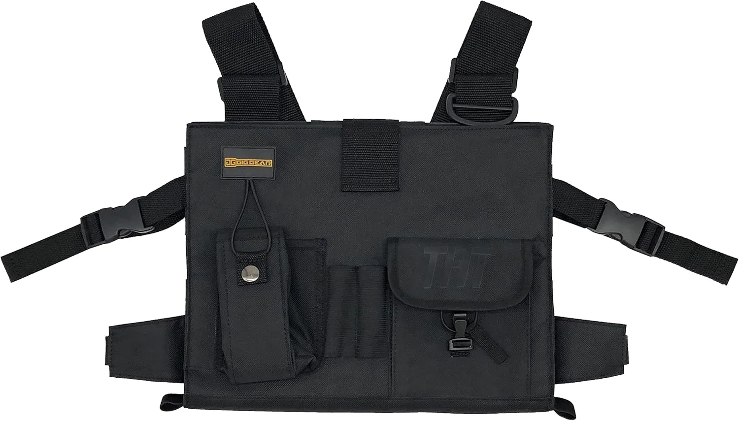 Two Hand Touch Tablet Chest Harness for iPad and Samsung Tablets - Rugged Tablet Carrying Case with Strap and Compartments - Heavy Duty iPad Chest Mount for 12.9 Inch Mobile Device (Black)