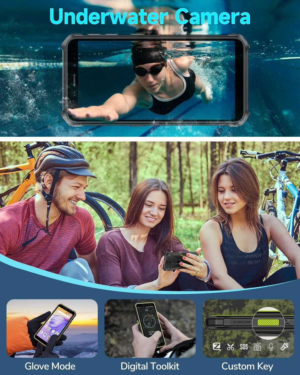 Ulefone Rugged Smartphone Armor X12 Android 13 Go, 6GB 32GB up to 256GB Extension, 5.45" Screen, 13MP Camera, 4860mAh, 3-Card Slots Phones Unlocked, NFC, OTG, Orange Unlocked Android Phones