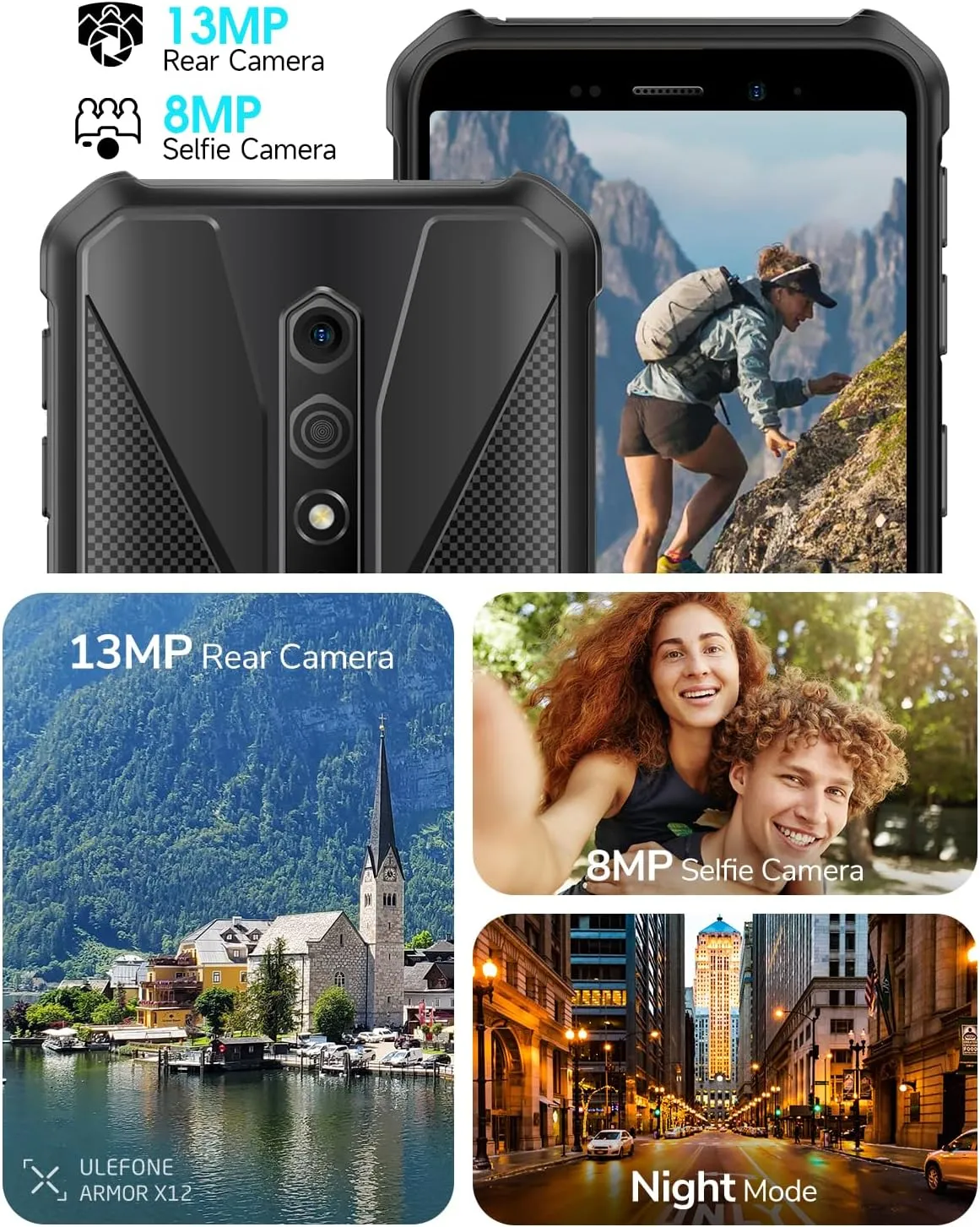 Ulefone Rugged Smartphone Armor X12 Android 13 Go, 6GB 32GB up to 256GB Extension, 5.45" Screen, 13MP Camera, 4860mAh, 3-Card Slots Phones Unlocked, NFC, OTG, Orange Unlocked Android Phones