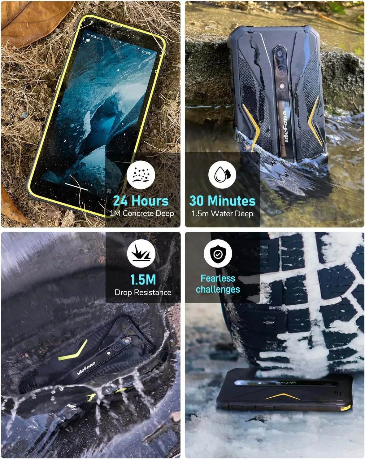 Ulefone Rugged Smartphone Armor X12 Android 13 Go, 6GB 32GB up to 256GB Extension, 5.45" Screen, 13MP Camera, 4860mAh, 3-Card Slots Phones Unlocked, NFC, OTG, Orange Unlocked Android Phones