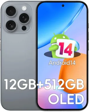 Unlocked Phones F16 PROMAX,12GB 512GB,Snapdragon 888,6.7''FHD Screen, 108MP 48MP Camera Unlocked Smartphone, Long Battery Life 6800mAh, Face ID/Navigate/5G/Photos/GPS/Android 14 (Gray)