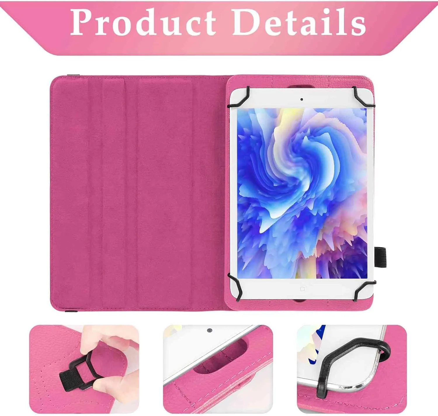 UrbanX 7"-8" Inch Universal Tablet Case, Protective Cover Stand Folio Case for BLU M8L 2022 / M8L / M8L Plus 7 8 Inch, with 360 Degree Rotatable Kickstand, Multiple Viewing Angles and Stylus Holder