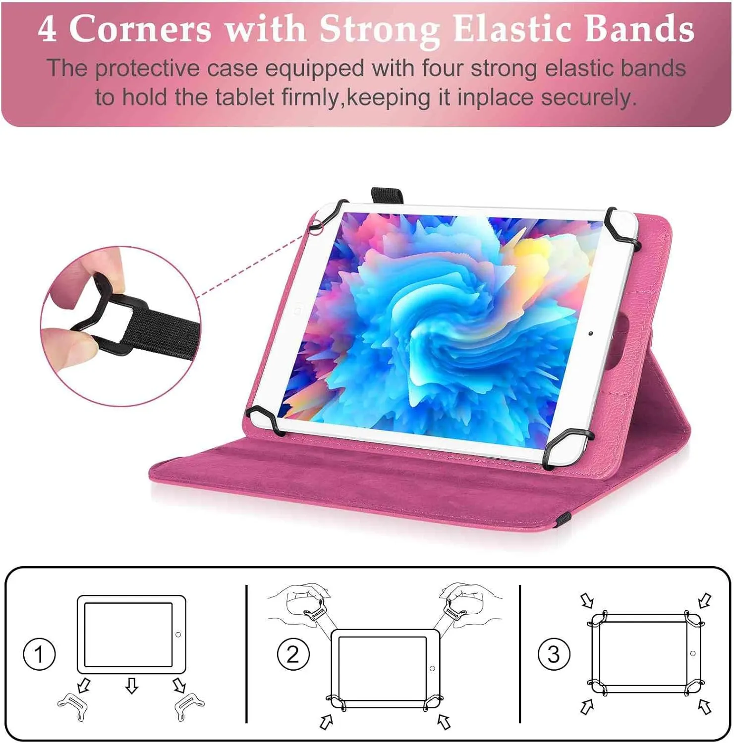 UrbanX 7"-8" Inch Universal Tablet Case, Protective Cover Stand Folio Case for BLU M8L 2022 / M8L / M8L Plus 7 8 Inch, with 360 Degree Rotatable Kickstand, Multiple Viewing Angles and Stylus Holder