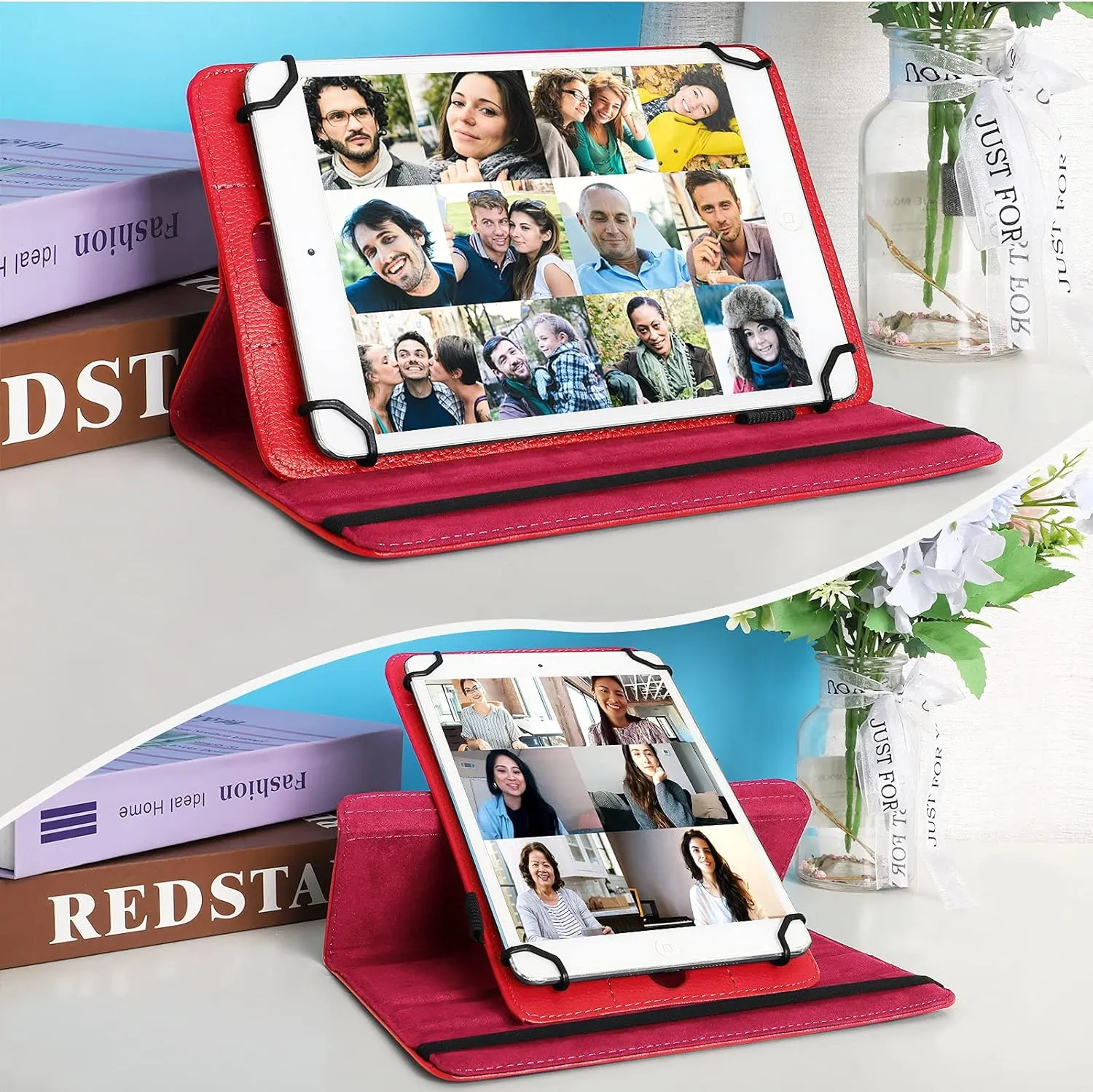 UrbanX 7"-8" Inch Universal Tablet Case, Protective Cover Stand Folio Case for BLU M8L / M8L Plus 7 8 Inch, with 360 Degree Rotatable Kickstand, Multiple Viewing Angles and Stylus Holder