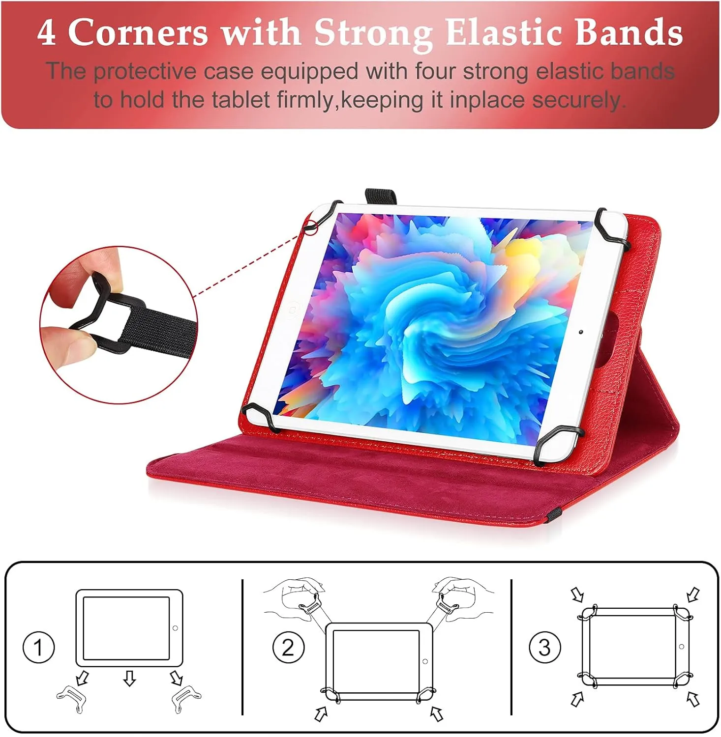 UrbanX 7"-8" Inch Universal Tablet Case, Protective Cover Stand Folio Case for BLU M8L / M8L Plus 7 8 Inch, with 360 Degree Rotatable Kickstand, Multiple Viewing Angles and Stylus Holder