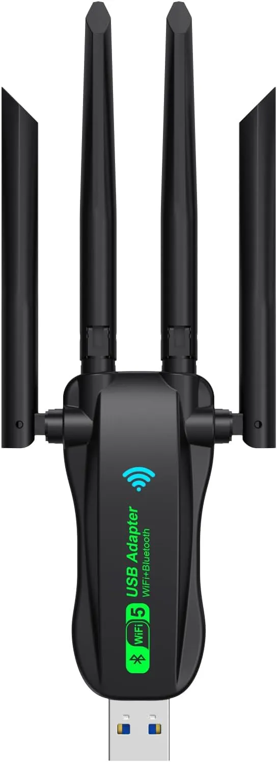 USB WiFi Adapter2-in-1 USB Bluetooth AdapterUSB 3.0 Dual Band 5G/2.4G Wireless Network Adapter for Desktop Laptop PC, Supports Windows 11/10/8.1/8/7.