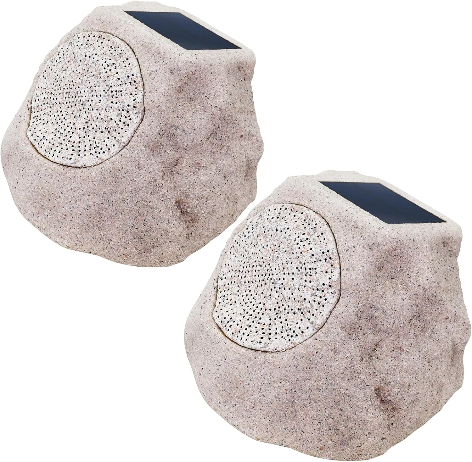 uuffoo Solar Rock Speakers Outdoor IP44 Water-Resistant Solar Powered Patio Speaker USB Rechargeable with RGB Lights and TWS Pair for Pool Outside Garden