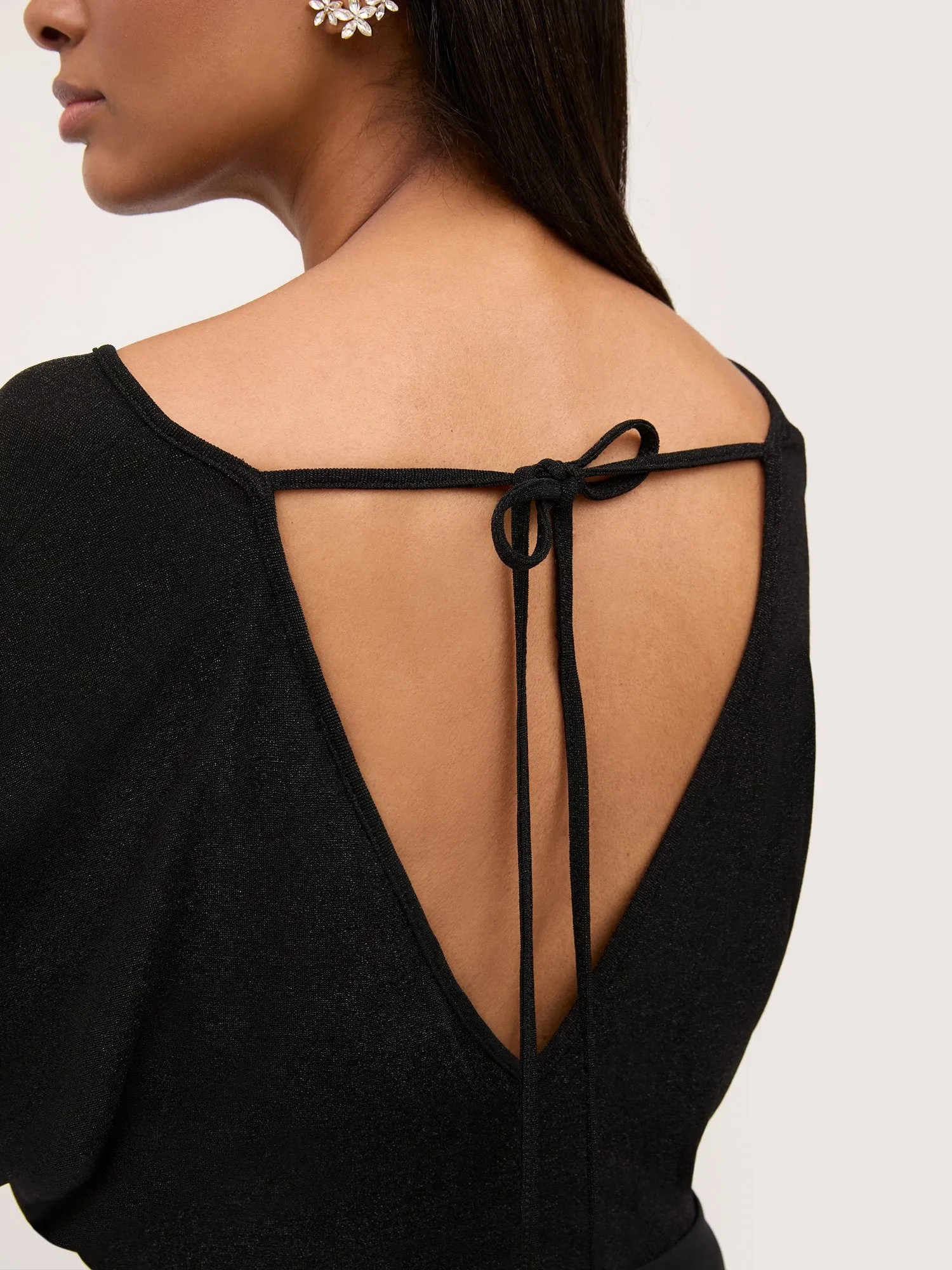 V-Neck Tie-Back Glitter Bodysuit
