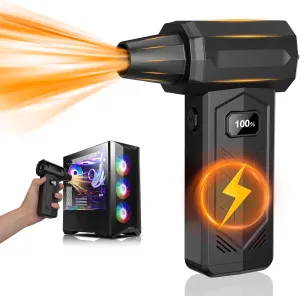 V8 Compressed Air Duster, 340000RPM Electric Air Duster with LED Display, 10000mAH Rechargeable Cordless Jet Dry Blower/Air Broom/Replace Canned Air for Computer,Keyboard and Car Drying.