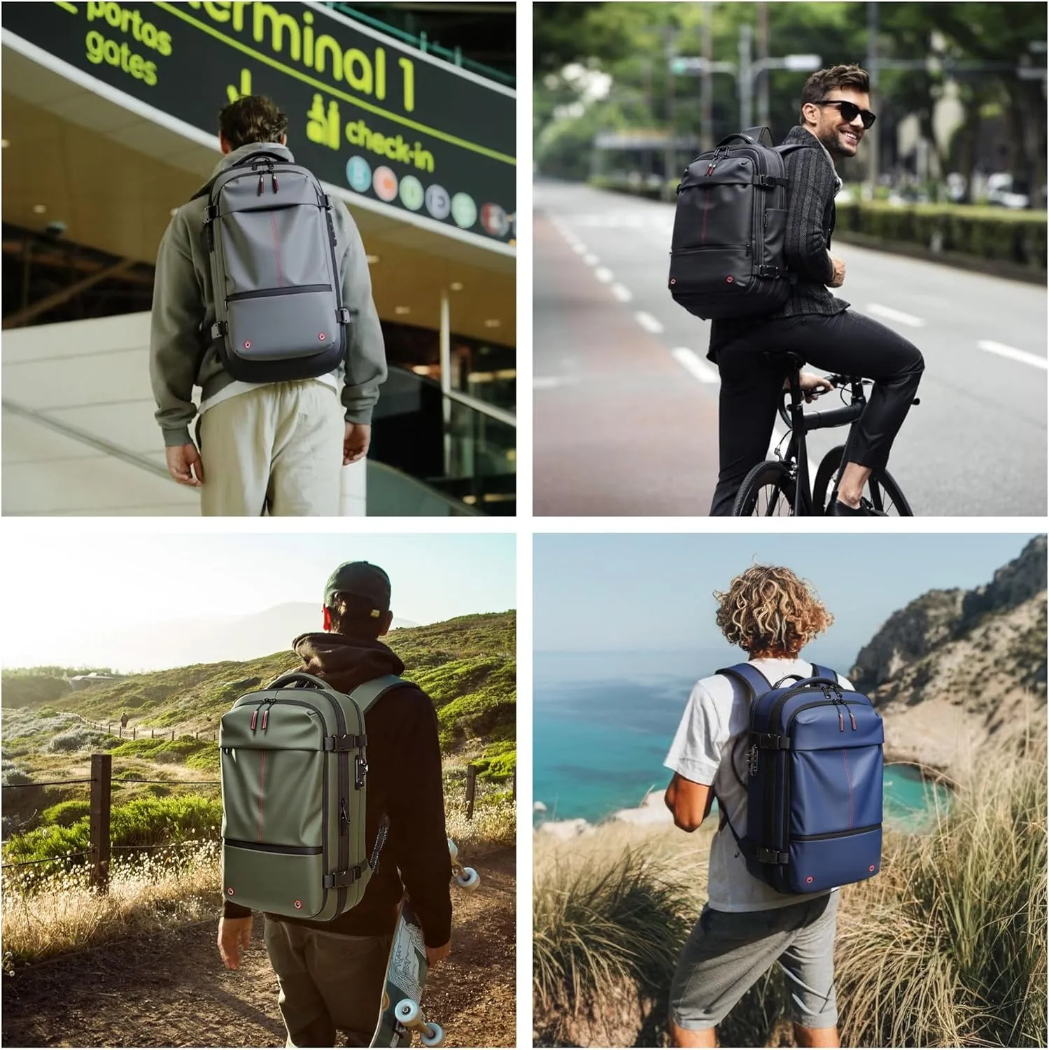 Vacuum Seal Backpack Travel 60L Expandable Air Compression System, Airback Vacpack Backpack TSA Lock Water Resistant Carry-On Luggage (with Pump)