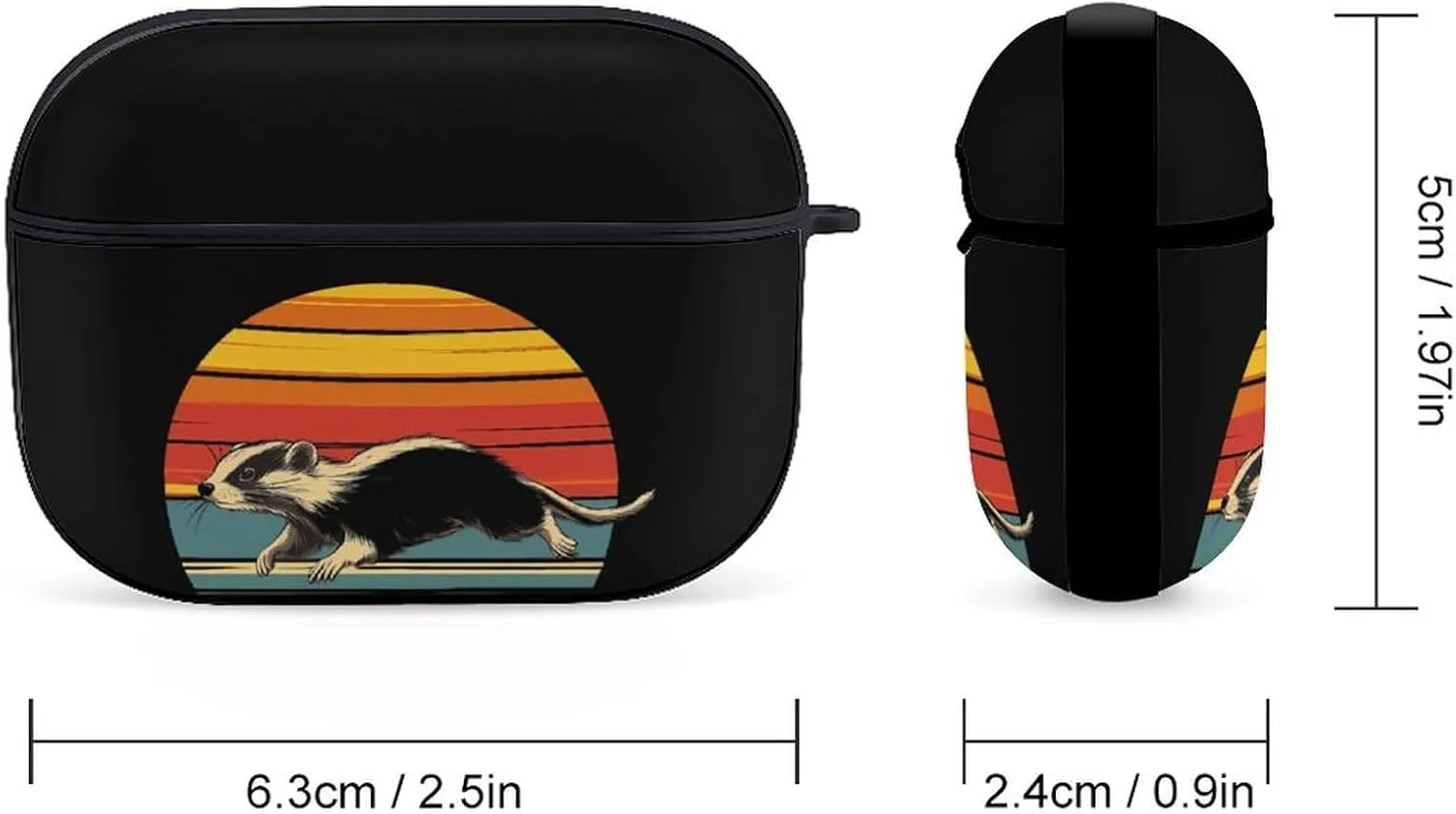 Vintage Ferret Earbud Case Bluetooth Headphone Case Full Protective Case with Keychain Compatible with Airpods Pro Black-Style