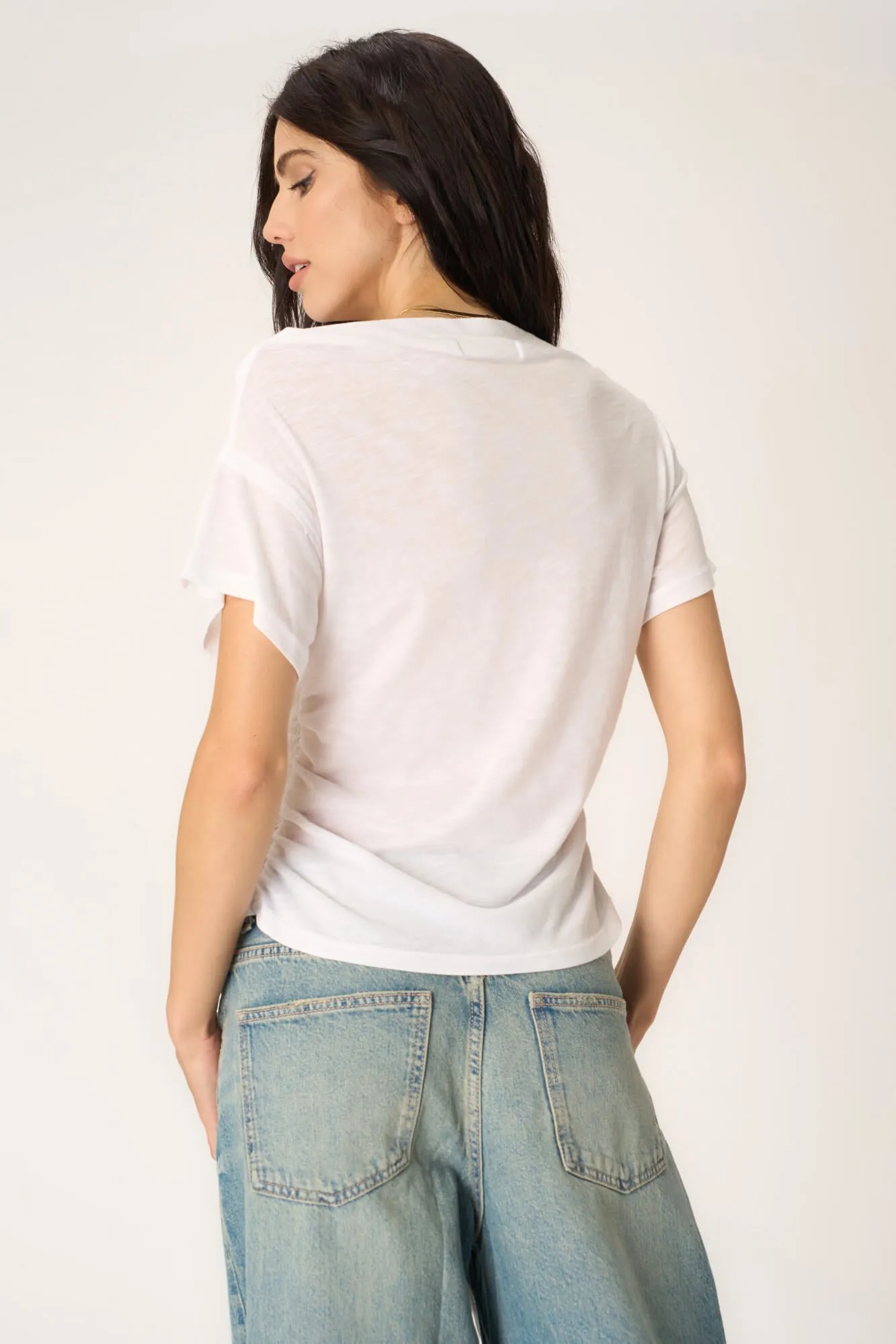 Vivi Side Ruched Tee - White
