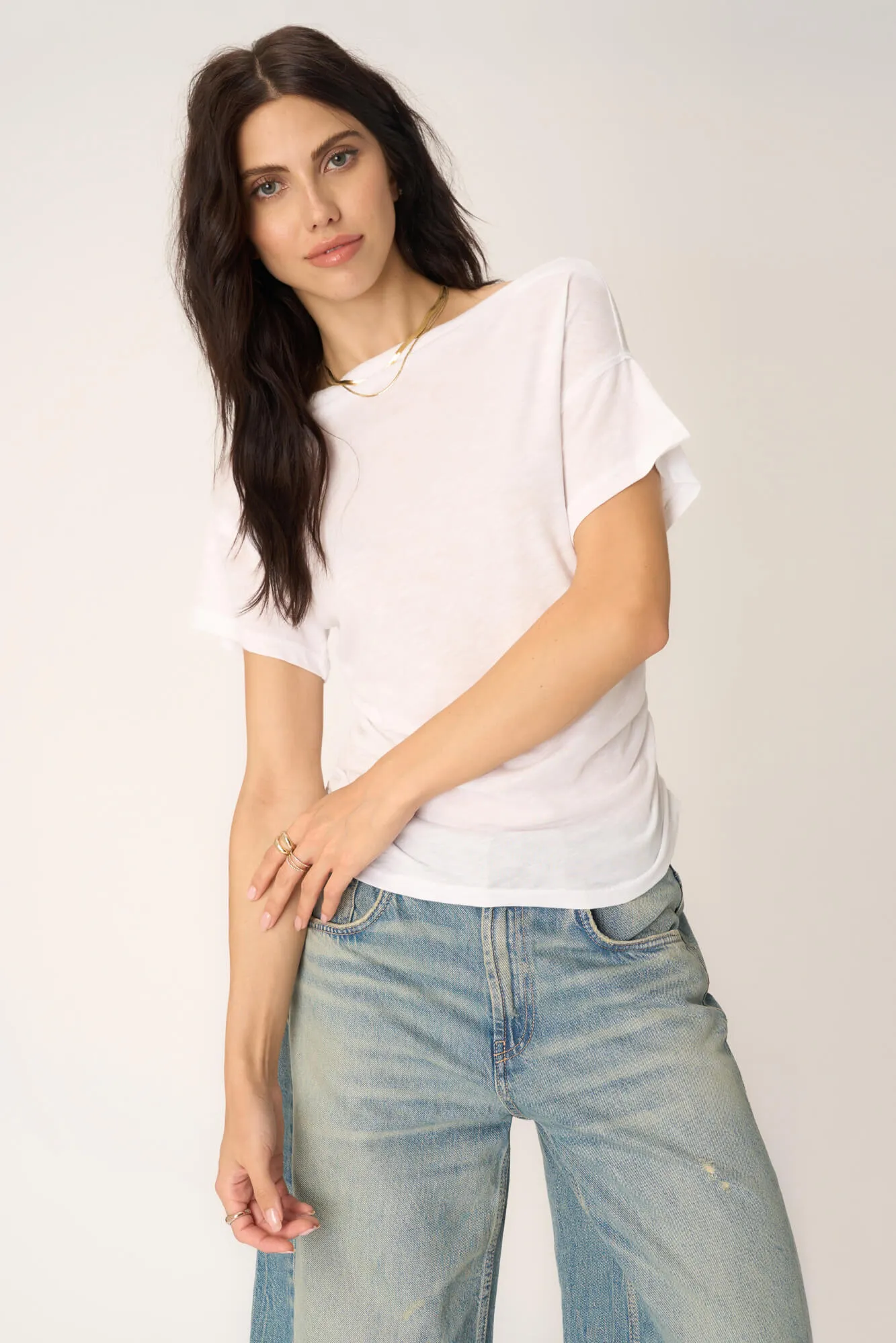 Vivi Side Ruched Tee - White
