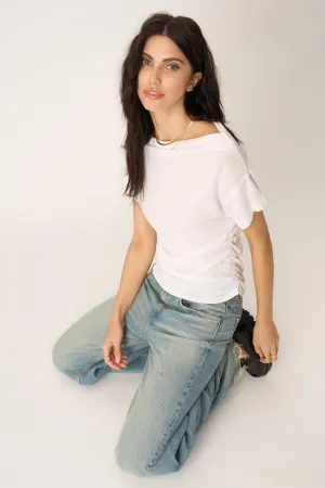 Vivi Side Ruched Tee - White