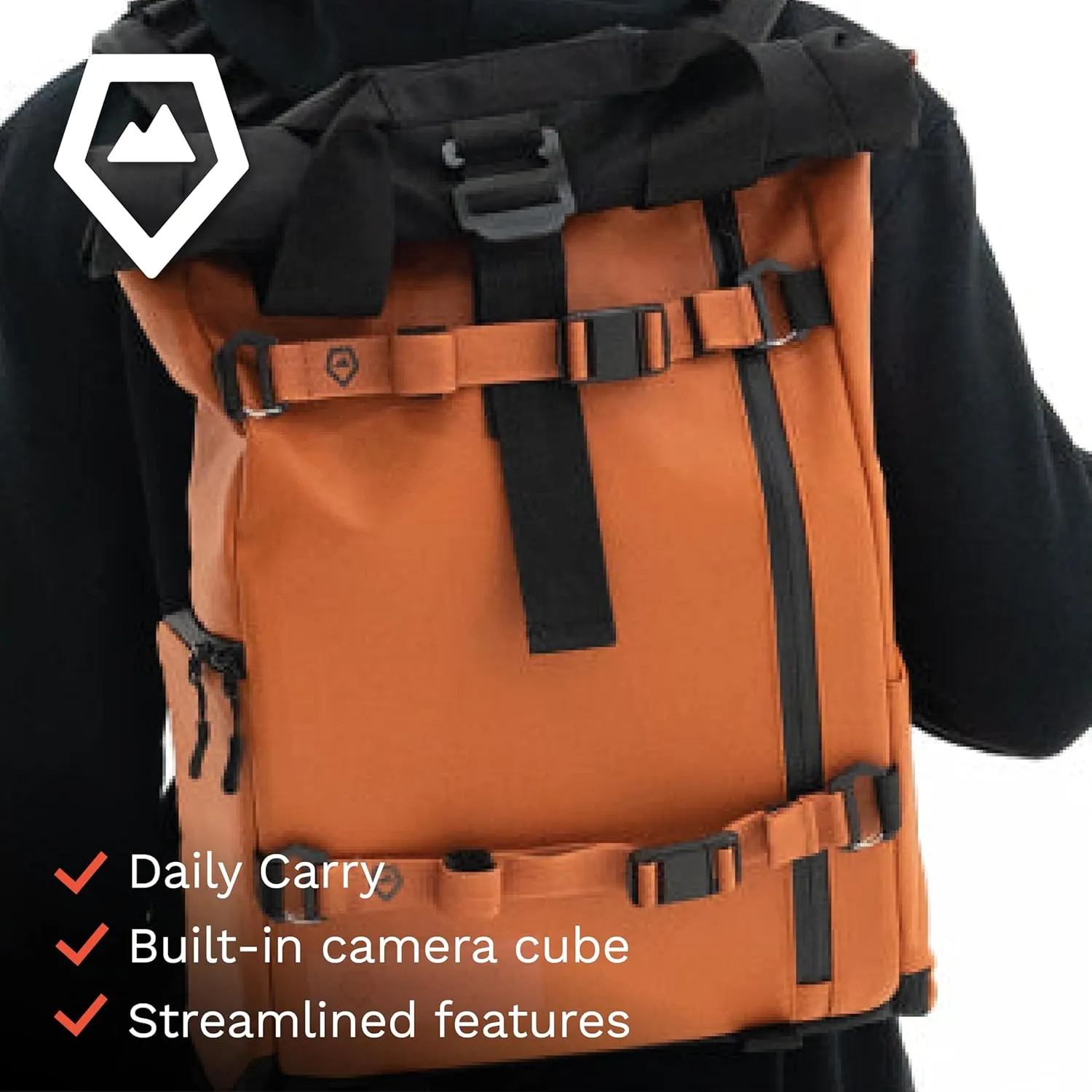 WANDRD PRVKE Lite - Photography Bag - Water Resistant Camera Backpack for Photographers - Anti-Theft Travel Bag with 14-Inch Laptop Sleeve and Fleece-Lined Pockets (Sedona Orange)