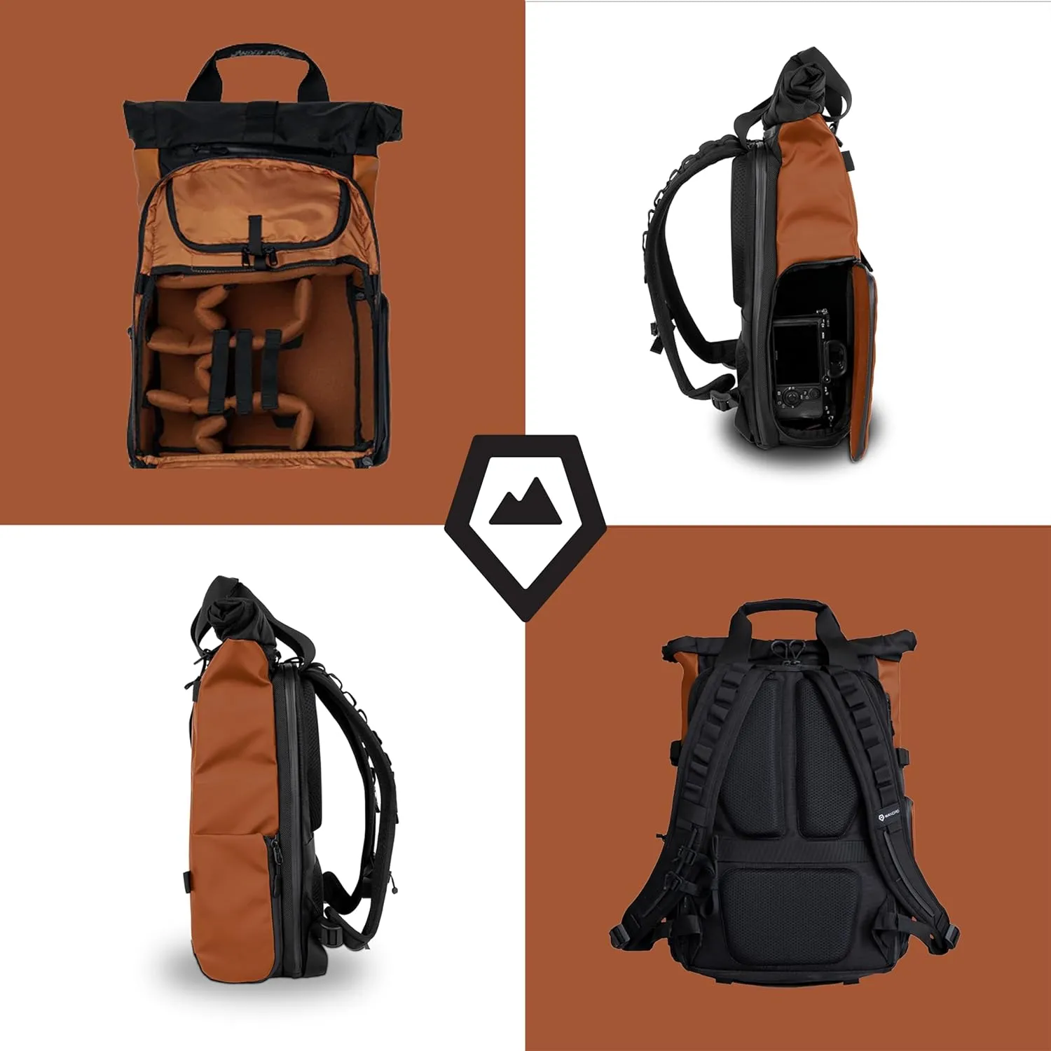 WANDRD PRVKE Lite - Photography Bag - Water Resistant Camera Backpack for Photographers - Anti-Theft Travel Bag with 14-Inch Laptop Sleeve and Fleece-Lined Pockets (Sedona Orange)