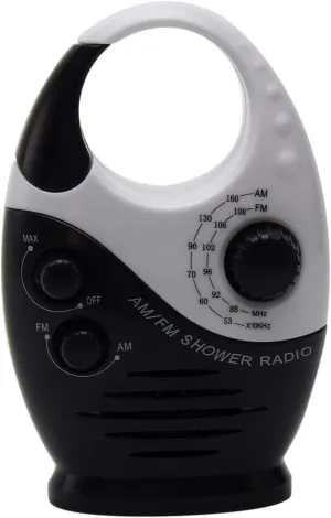 Waterproof Shower Radio, 3V 0.5W Adjustable Volume Shower AM FM Button Speaker, Bathroom Shower Speakers Wireless Radio with Top Handle