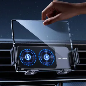 Wireless Car Charger for Samsung Galaxy Z Fold 6 5 4 3 2, Rotatable Dual Coils Fast Charging Phone Holder for Pixel 9 Pro Car Mount, Air Vent Cell Phone Mount for Galaxy Z Fold Accessories
