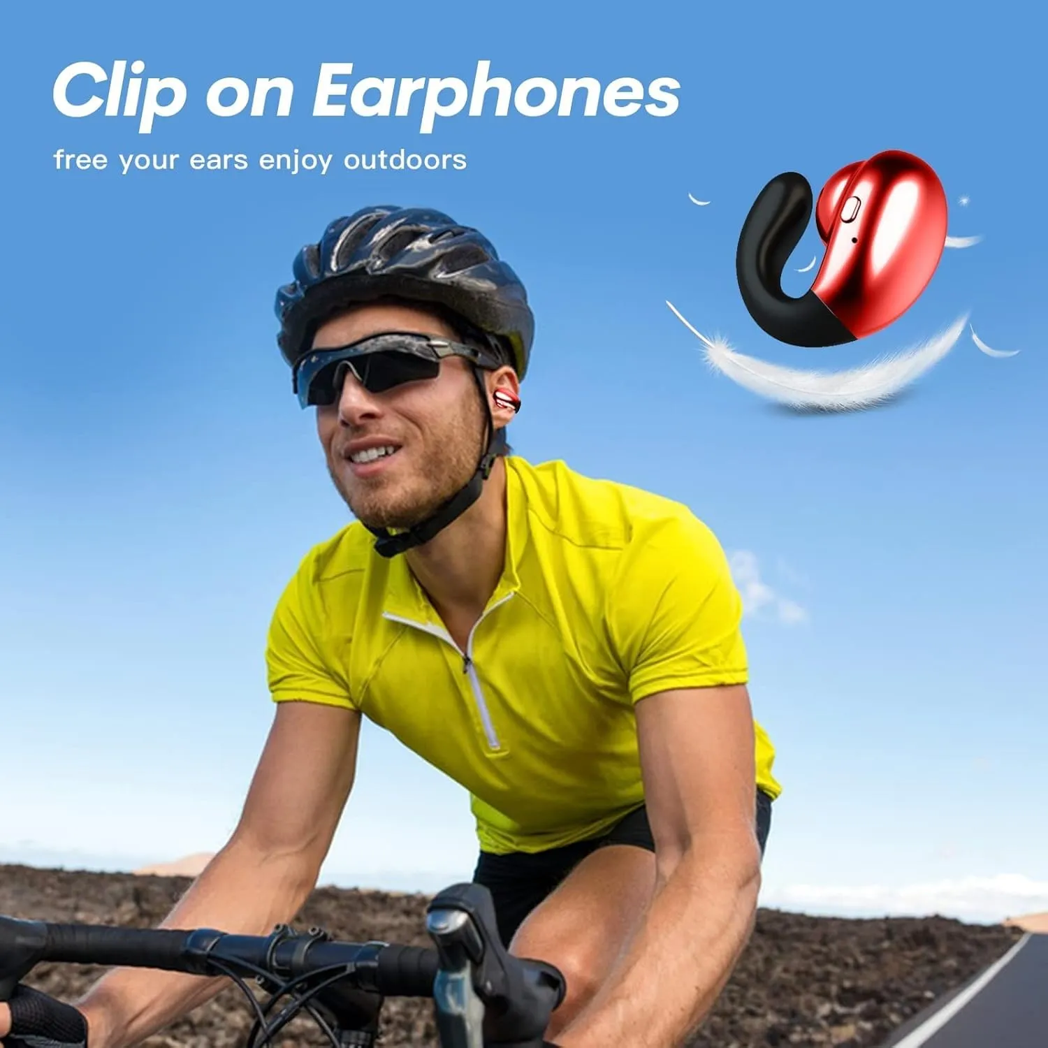 Wireless Ear Clip Bone Conduction Headphones Bluetooth Wireless Open Ear Earbuds with Earhook Earclip Bone Conduction Earbuds Head Set Waterproof Bone Conducting Ear Buds Induction Clip On Headphones