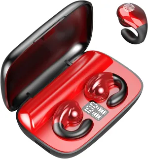 Wireless Ear Clip Bone Conduction Headphones Bluetooth Wireless Open Ear Earbuds with Earhook Earclip Bone Conduction Earbuds Head Set Waterproof Bone Conducting Ear Buds Induction Clip On Headphones