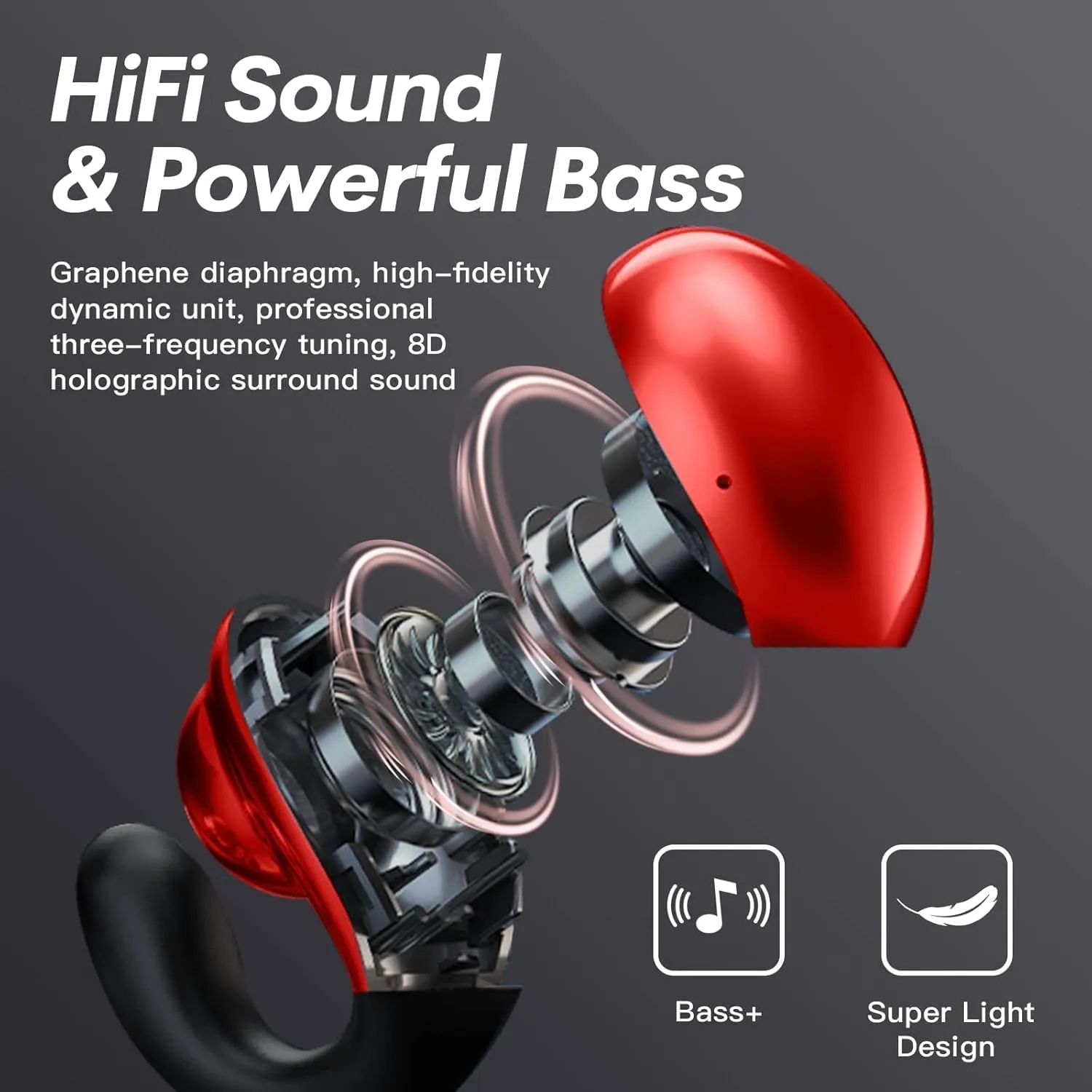 Wireless Ear Clip Bone Conduction Headphones Bluetooth Wireless Open Ear Earbuds with Earhook Earclip Bone Conduction Earbuds Head Set Waterproof Bone Conducting Ear Buds Induction Clip On Headphones