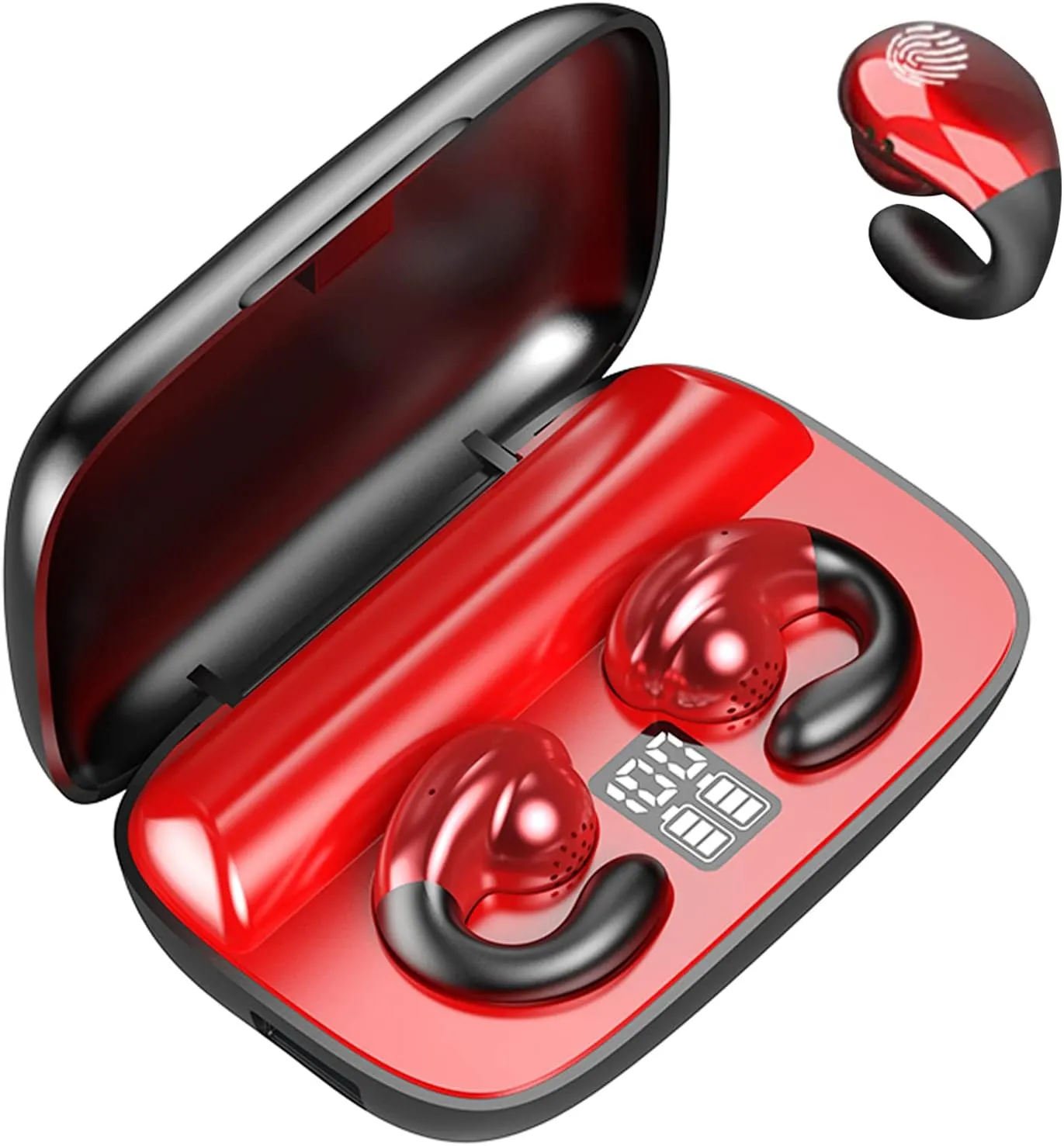 Wireless Ear Clip Bone Conduction Headphones Bluetooth Wireless Open Ear Earbuds with Earhook Earclip Bone Conduction Earbuds Head Set Waterproof Bone Conducting Ear Buds Induction Clip On Headphones