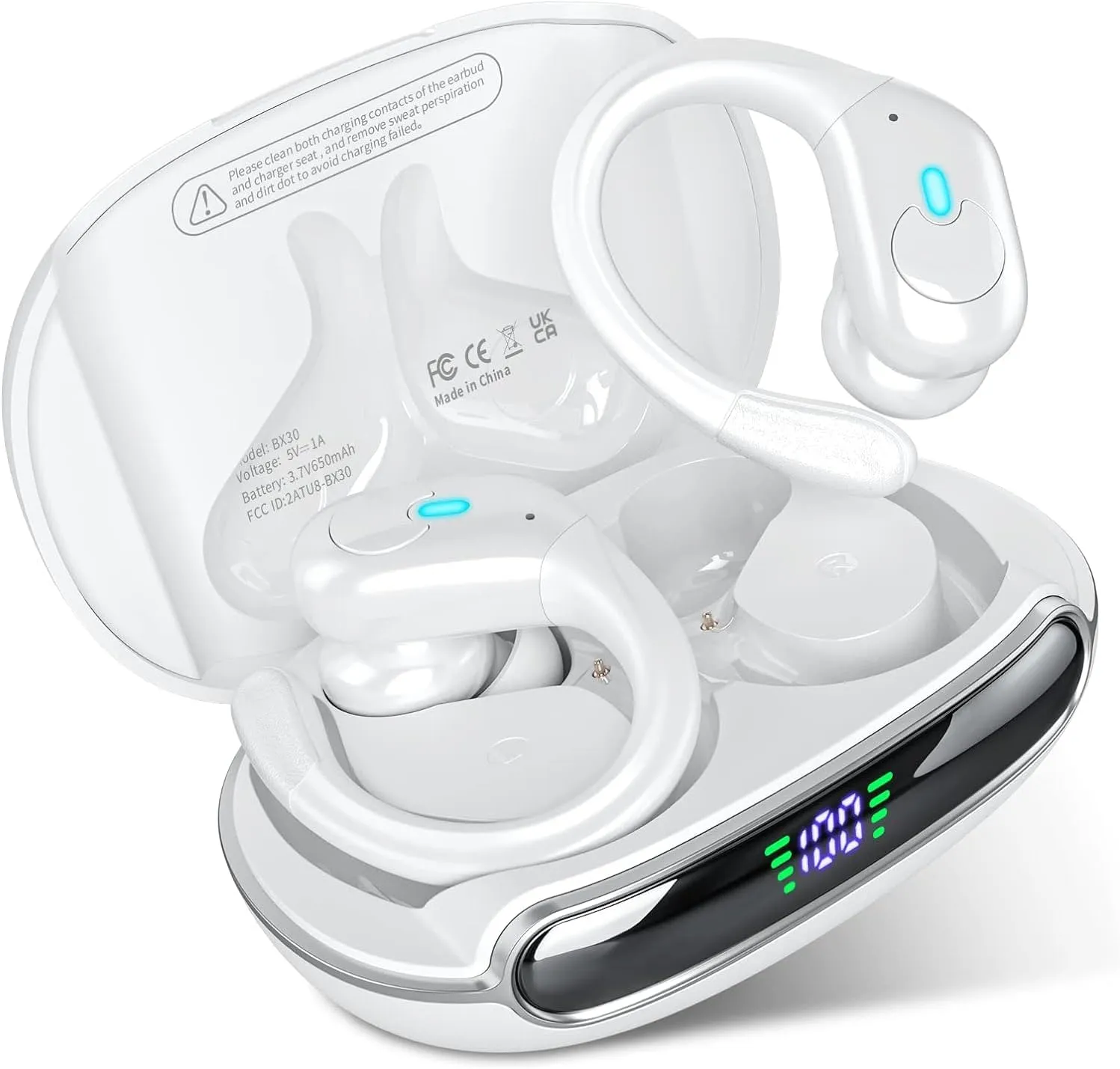 Wireless Earbuds, Bluetooth Headphones 5.3 HiFi Stereo Ear Buds, 80H Bluetooth Earbuds with Dual LED Display Charging Case, IPX7 Waterproof Earphones for Android iOS