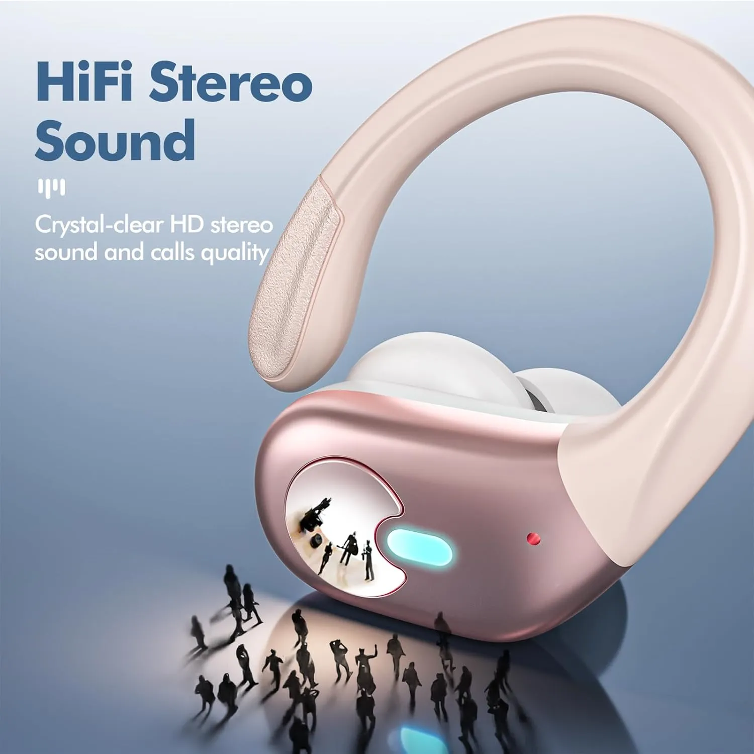Wireless Earbuds, Bluetooth Headphones 5.3 HiFi Stereo Ear Buds, 80H Bluetooth Earbuds with Dual LED Display Charging Case, IPX7 Waterproof Earphones for Android iOS