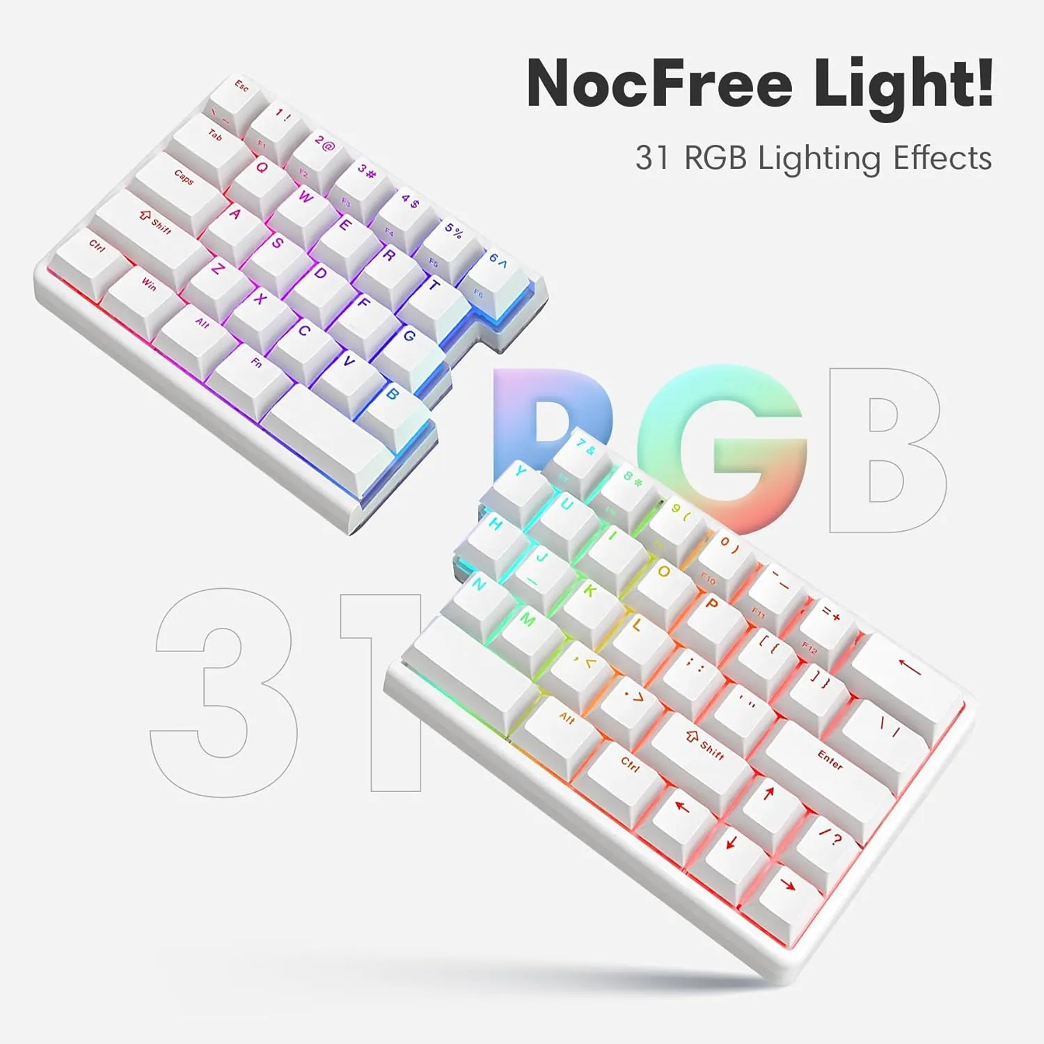 Wireless Ergonomic Split Mechanical Keyboard with Wrist Rest- Silent, RGB, Foam, Hot-Swappable, Compact 60% Layout, Palm Rest, Programmable for Mac & Windows, PBT Keycaps